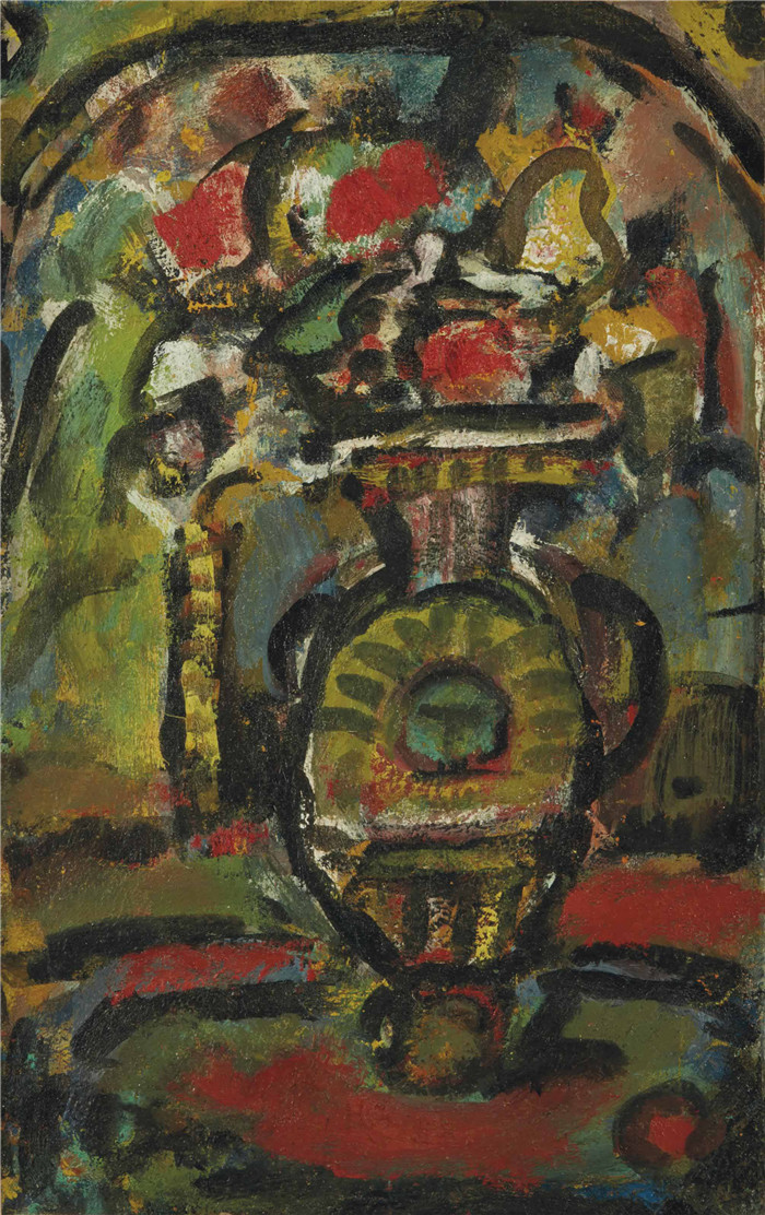 乔治·鲁奥（Georges Rouault）高清作品-黄花瓶花束