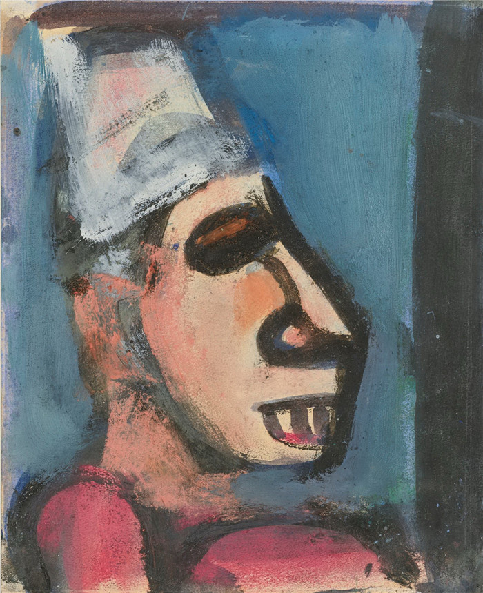 乔治·鲁奥（Georges Rouault）高清作品-小丑头，1929年