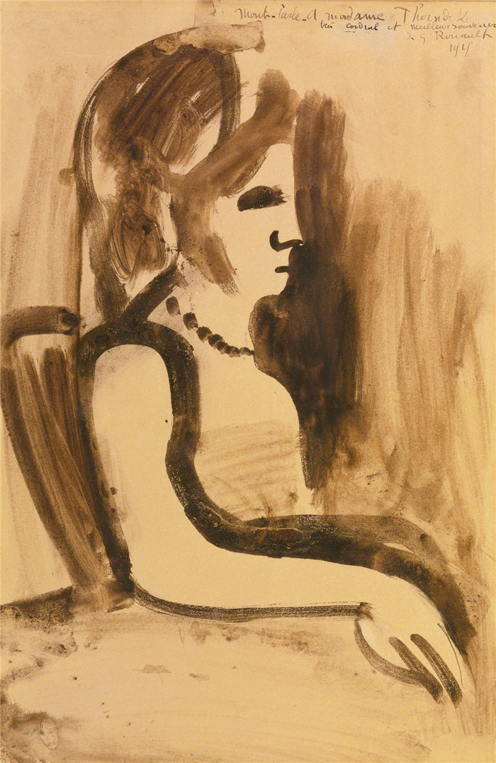 乔治·鲁奥（Georges Rouault）高清作品-坐着的女人（简介），1925年