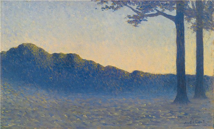 阿尔方斯·奥斯伯特(Alphonse Osbert) 高清油画-秋天的夜晚