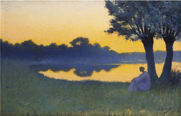 阿尔方斯·奥斯伯特(Alphonse Osbert) 高清油画-日落时