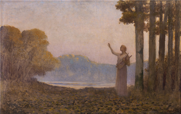 阿尔方斯·奥斯伯特(Alphonse Osbert) 高清油画-圣歌，Huile sur carton