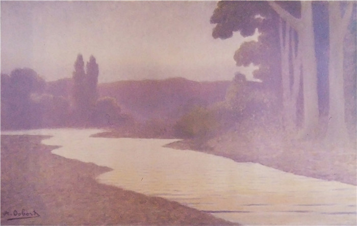 阿尔方斯·奥斯伯特(Alphonse Osbert) 高清油画-河流，Riviere