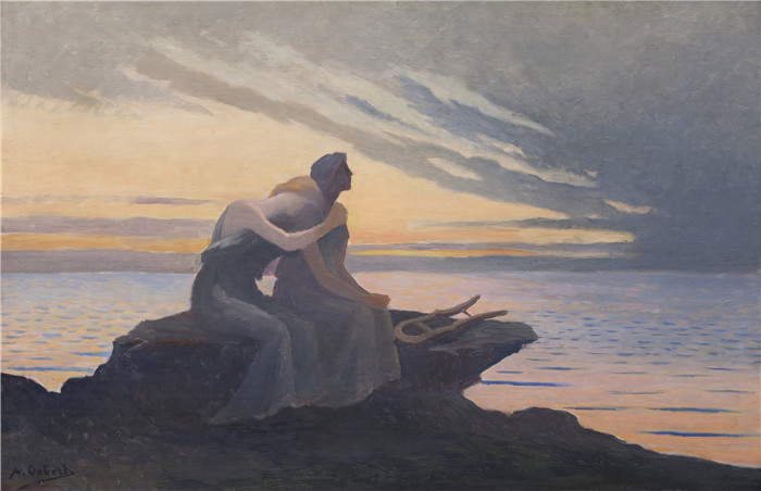 阿尔方斯·奥斯伯特(Alphonse Osbert) 高清油画-夜梦（Evening Dream）