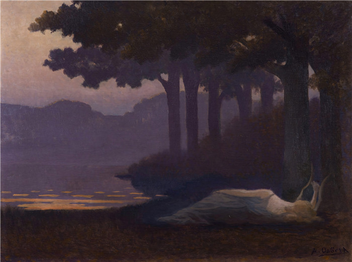 阿尔方斯·奥斯伯特(Alphonse Osbert) 高清油画-沉睡的缪斯女神