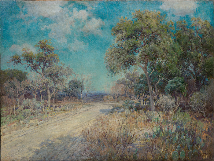 朱利安·昂德多克(Julian Onderdonk)高清油画-通往山丘之路，1918年