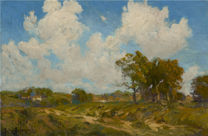 朱利安·昂德多克(Julian Onderdonk)高清油画-阳光灿烂的一天，1909年