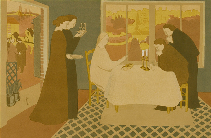 莫里斯·丹尼斯（Maurice Denis）高清作品-艾玛乌斯的朝圣者（1895年）