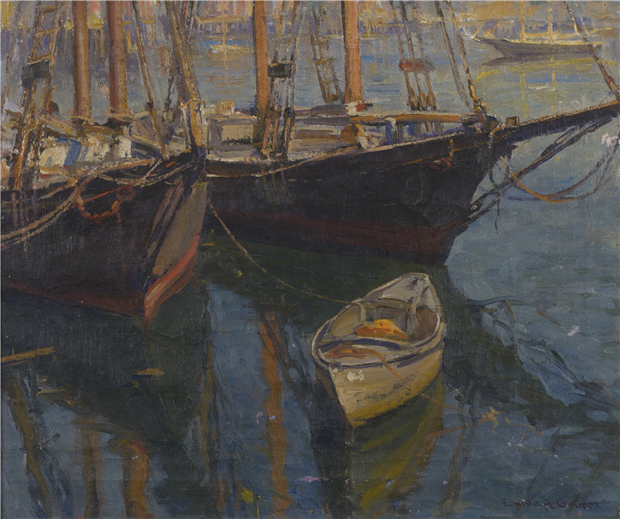 埃米尔·阿尔伯特·格鲁佩（Emile Albert Gruppe）高清作品-洛克波特港 ROCKPORT HARBOR