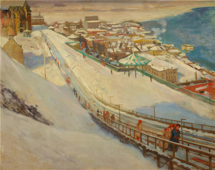 托博根滑梯和杜芬露台 Toboggan Slide and Dufferin Terrace, 1907年