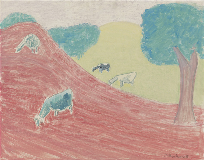 米尔顿·艾弗里（Milton Avery）高清作品-秋天的奶牛