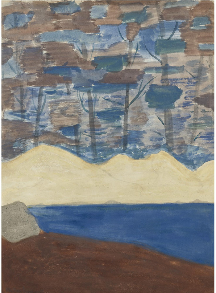 米尔顿·艾弗里（Milton Avery）高清作品-森林里的小溪