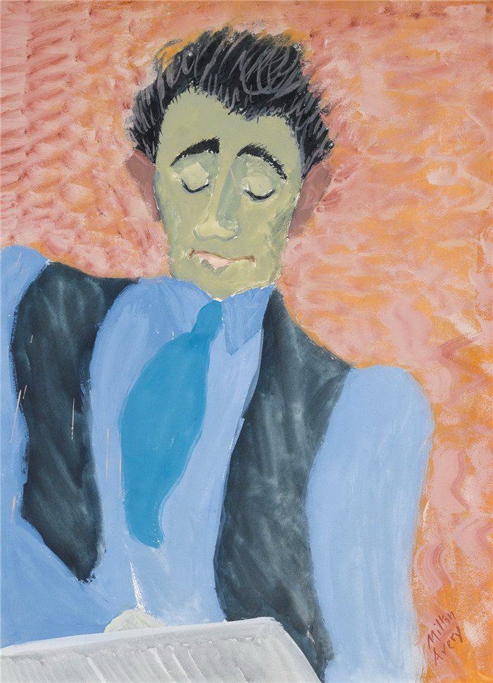 米尔顿·艾弗里（Milton Avery）高清作品-艺术家在工作 Artist At Work, 1940