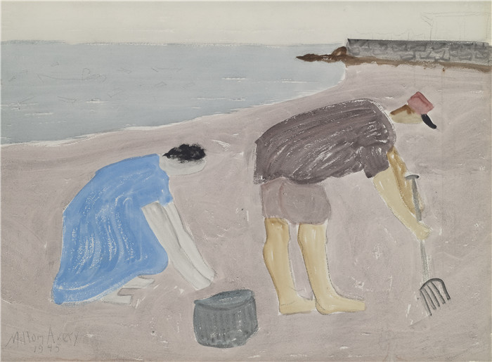 米尔顿·艾弗里（Milton Avery）高清作品-挖蛤蜊