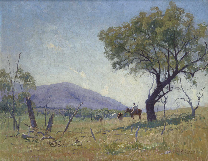 埃劳斯·格鲁纳(Elioth Gruner)高清作品-明古拉山谷，1920