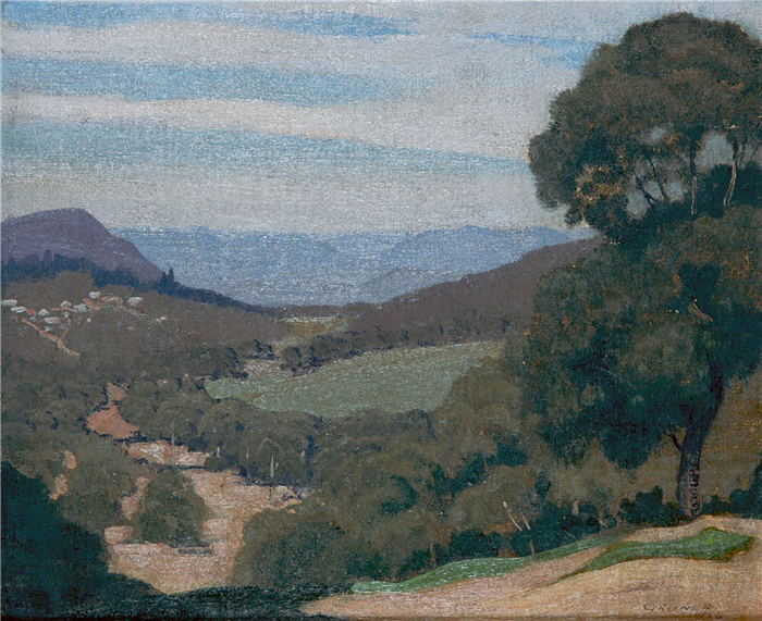 埃劳斯·格鲁纳(Elioth Gruner)高清作品-山谷，1926年