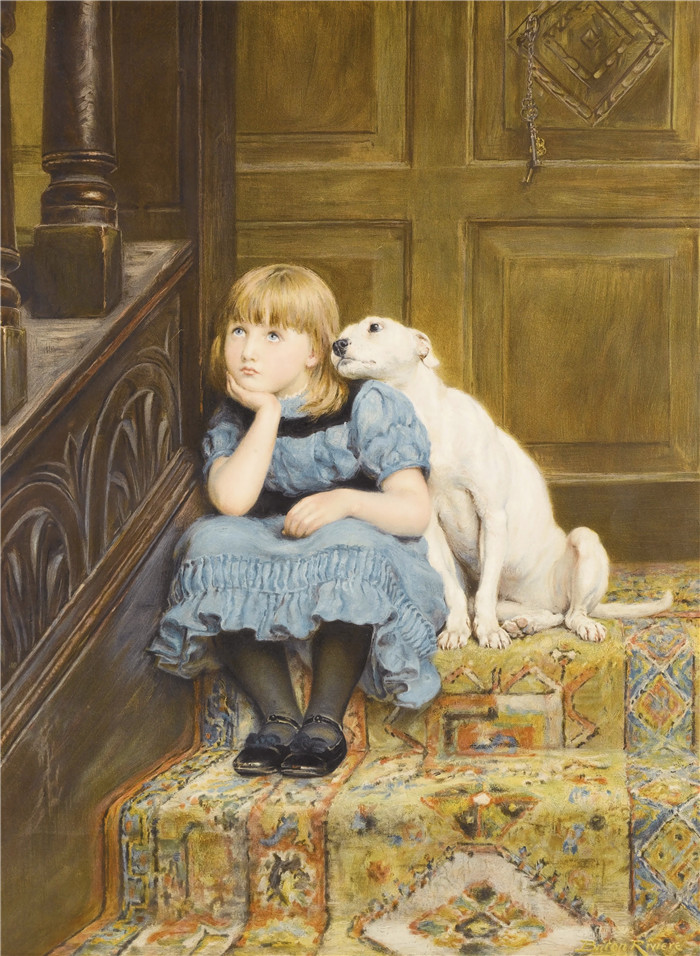 布里顿·里维尔(Briton Riviere)高清作品-同情 Sympathy, 1877