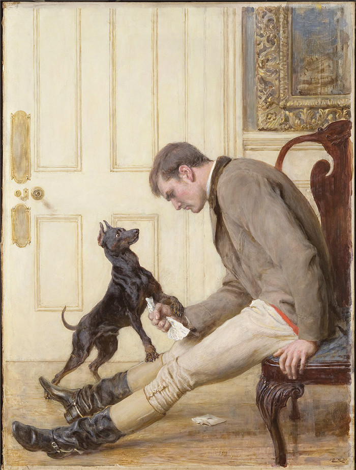 布里顿·里维尔(Briton Riviere)高清作品-《信》The Letter, 1887