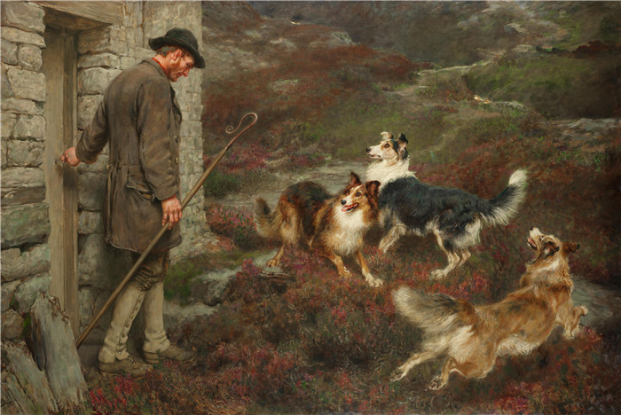 布里顿·里维尔(Briton Riviere)高清作品-到山上To the Hills, 1901