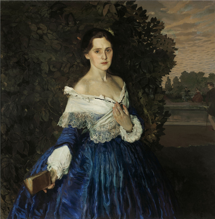 康斯坦丁·索莫夫(Konstantin Somov)高清作品-蓝色的女士