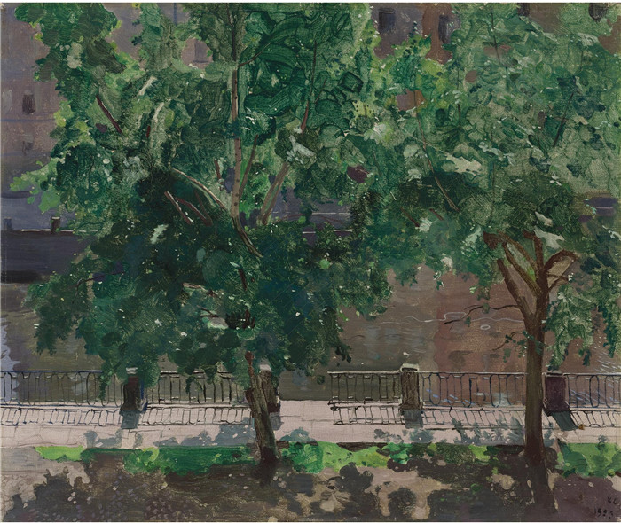 康斯坦丁·索莫夫(Konstantin Somov)高清作品-树木 STUDY OF TREES, 1923