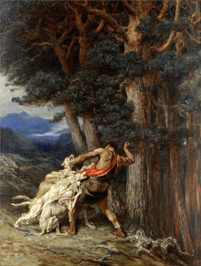 布里顿·里维尔(Briton Riviere)高清作品-阿克泰翁 Actaeon, 1884