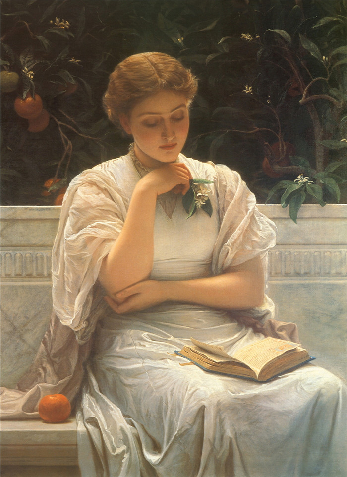 查尔斯·爱德华·佩鲁吉尼（Charles Edward Perugini ）高清作品-女孩阅读