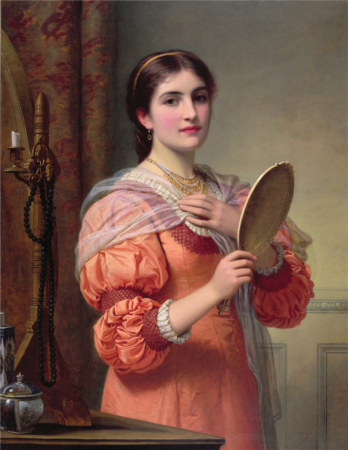 查尔斯·爱德华·佩鲁吉尼（Charles Edward Perugini ）高清作品-公正的反思，1870年