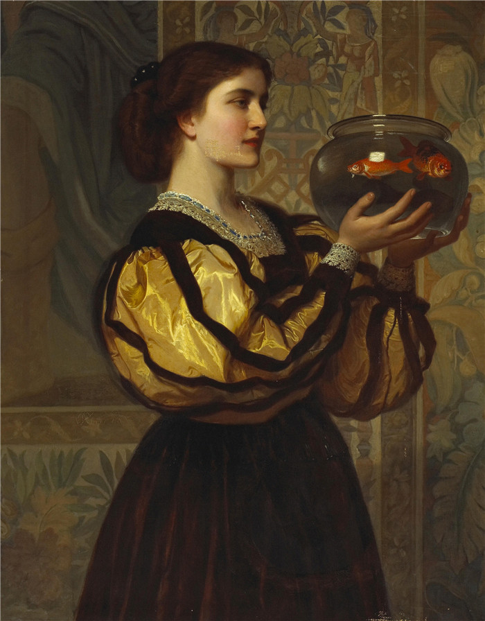 查尔斯·爱德华·佩鲁吉尼（Charles Edward Perugini ）高清作品-金鱼碗