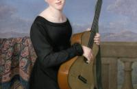 阿黛尔·罗曼尼 （Adele Romany）作品-une femme a la robe noire， jouant de la guitare