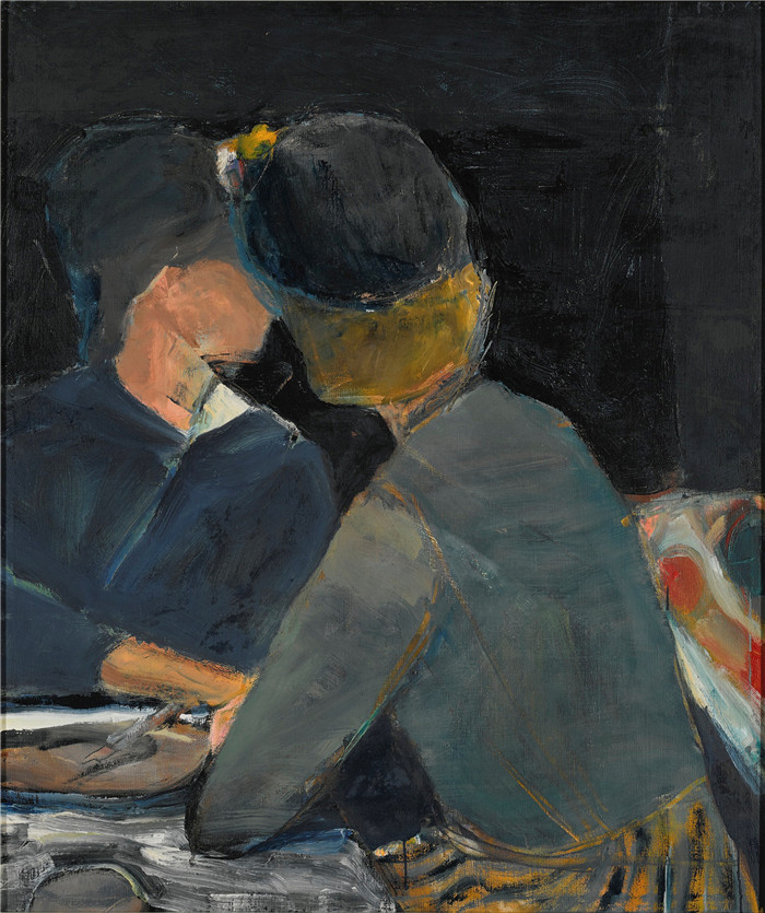 理查德·迪本科恩(Richard Diebenkorn)高清作品-两名女性在餐桌旁 1963年