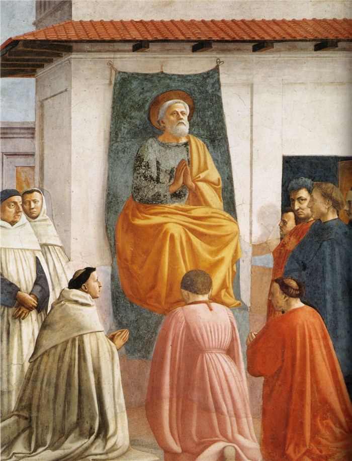 马萨乔（Masaccio）高清作品-提奥菲勒斯之子和圣彼得登基Raising of the Son of Teophilus and St. Peter Enthroned 20