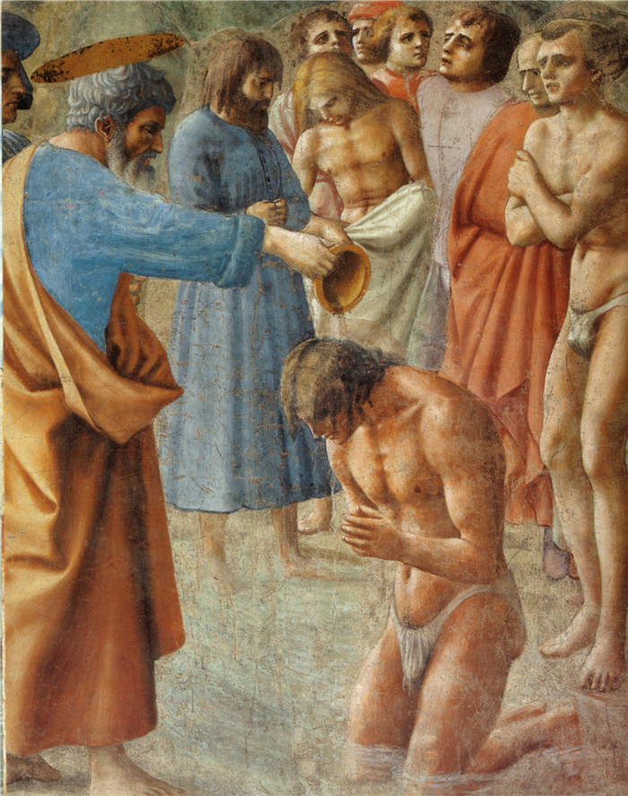 马萨乔（Masaccio）高清作品-新手洗礼Baptism of the Neophytes 02