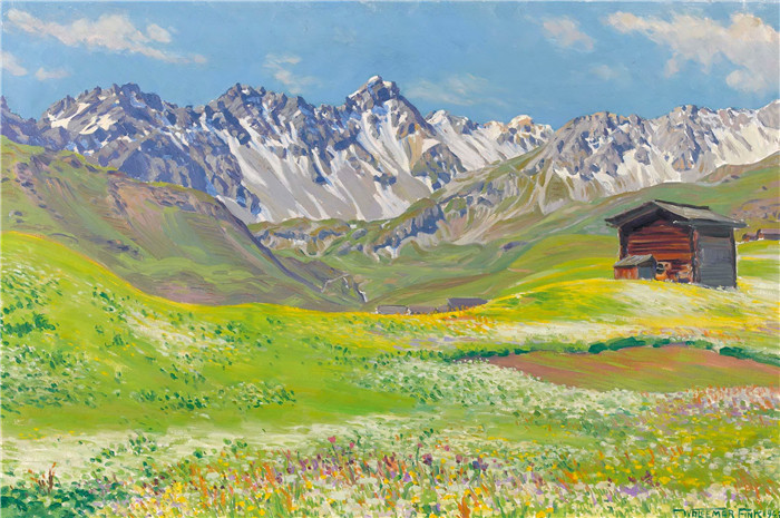 瓦尔德马· 芬克（Waldemar Fink）高清作品-内阿罗萨Junimorgen in Inner-Arosa, 1943