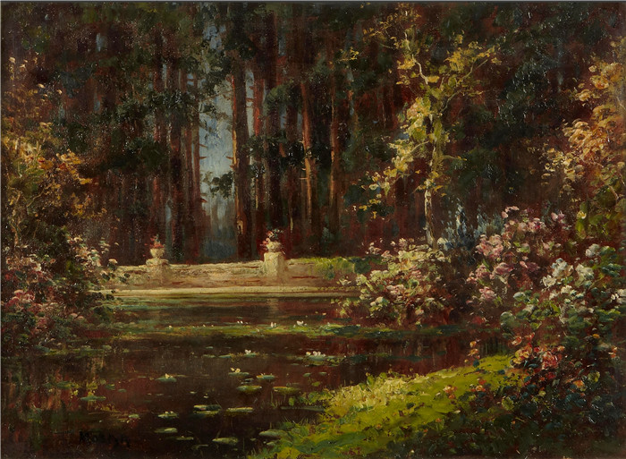 托马斯·埃德温·莫斯汀（Thomas Edwin Mostyn）作品-水上花园The water garden