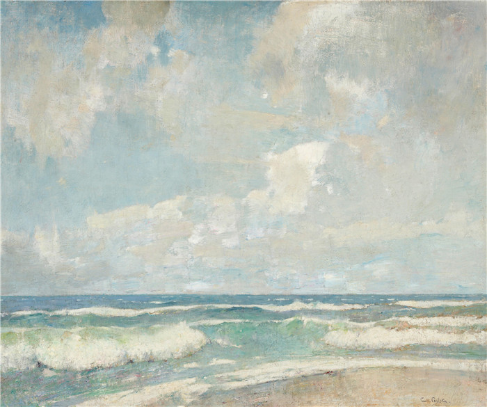 埃米尔·卡尔森（Emil Carlsen）高清作品-乳白色海Opaline Sea