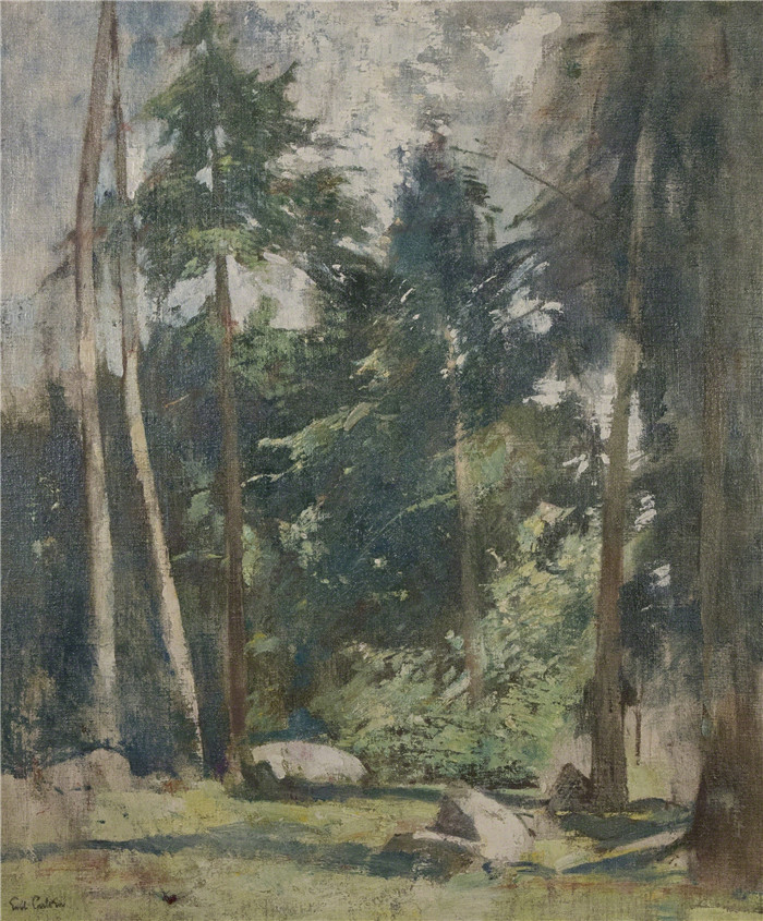 埃米尔·卡尔森（Emil Carlsen）高清作品-森林清理Forest Clearing, 1931