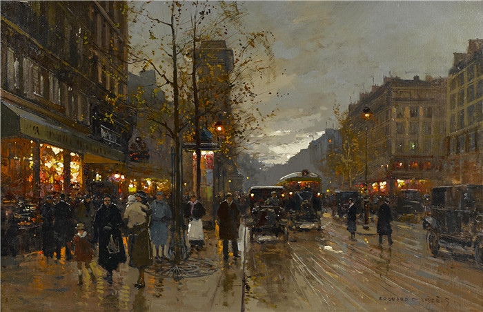 科尔特斯 (edouard leon cortes)作品-雨后圣丹尼斯门Ворота Сен-Дени, после дождя (51.4 x 80 см)