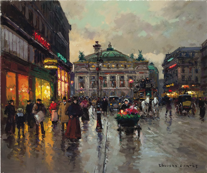 科尔特斯 (edouard leon cortes)作品-雨后的洛佩拉大道