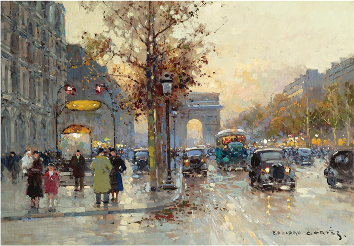 科尔特斯 (edouard leon cortes)作品-香榭丽舍大街