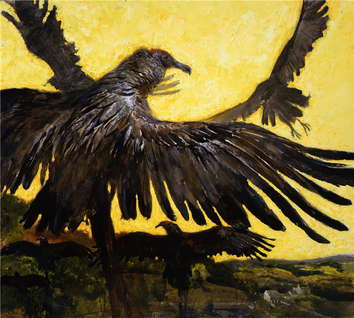 杰米‧怀斯(Jamie Wyeth)油画作品-秃鹫肖像 1997年