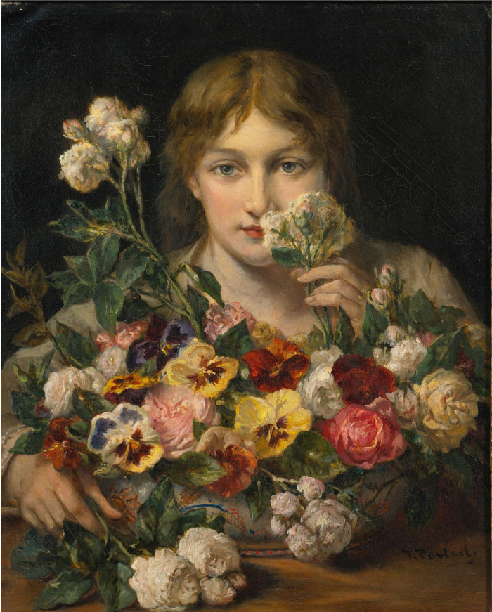 让-弗朗索瓦·波特尔（Jan - Francois Portaels）肖像油画-芬芳的花朵Sweet flowers