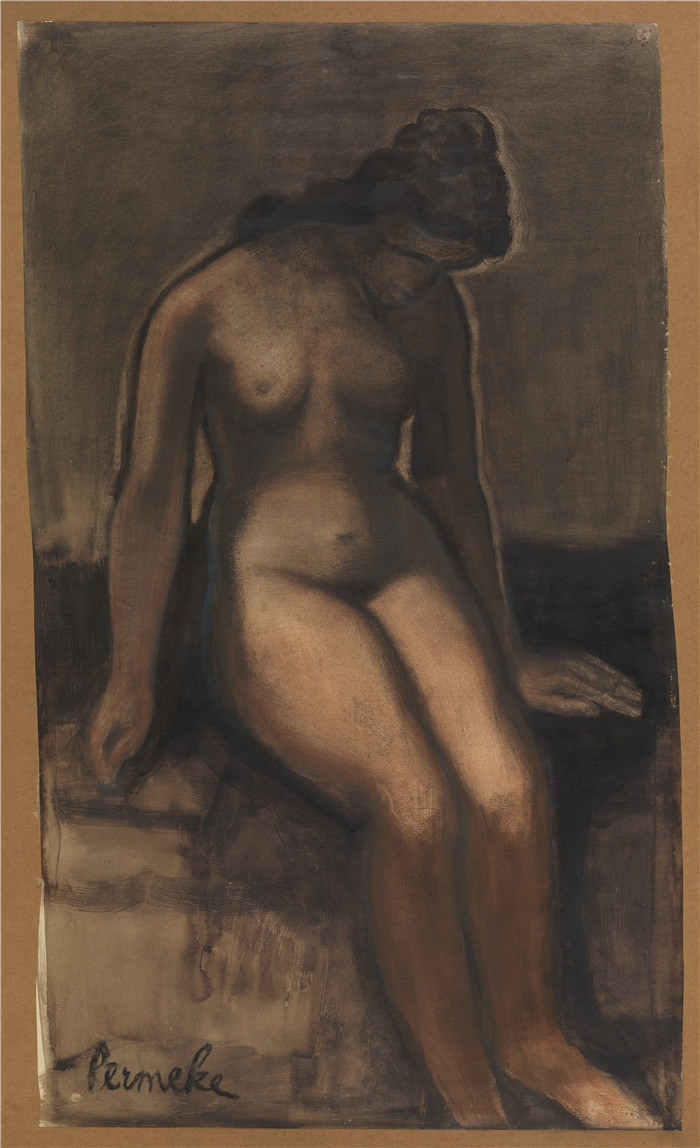 康斯坦特·普瑞迈克（Constant Permeke）作品-裸体坐着Sitting nude