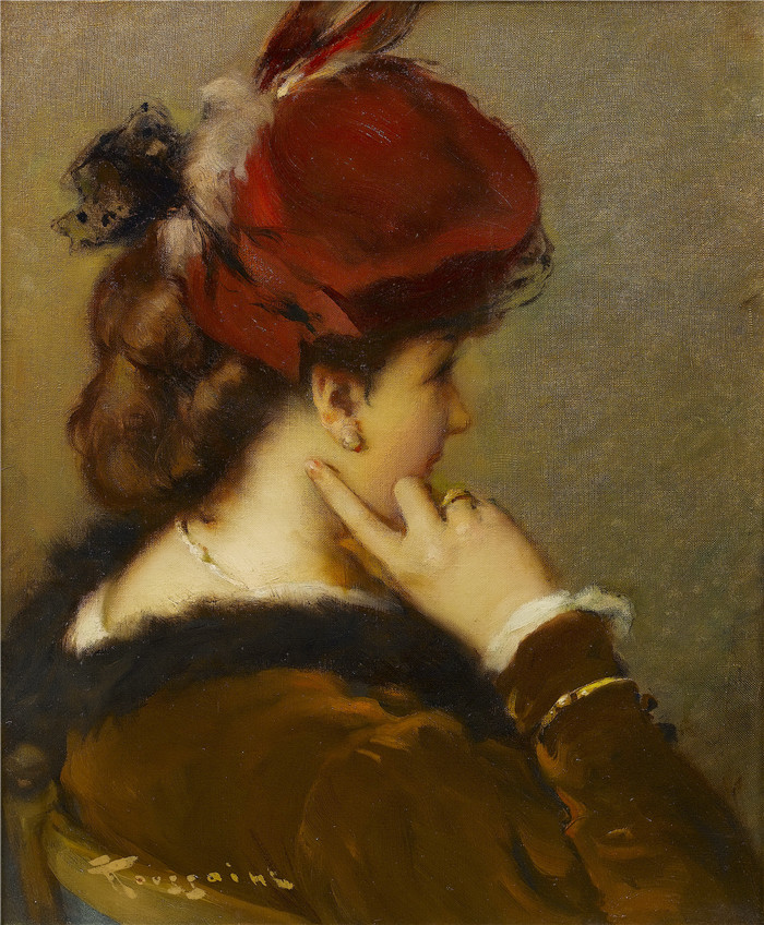 弗尔南德·图森特(Fernand Toussaint) 高清作品-那顶红帽子the red hat