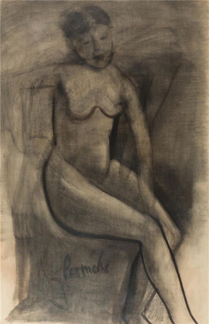 康斯坦特·普瑞迈克（Constant Permeke）作品-裸体坐着Seated-nude