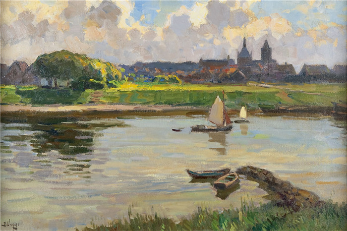 本·维格斯( Ben Viegers )高清作品-风景 A view of Vianen oil on canvas 40.3 x 60.2 cm