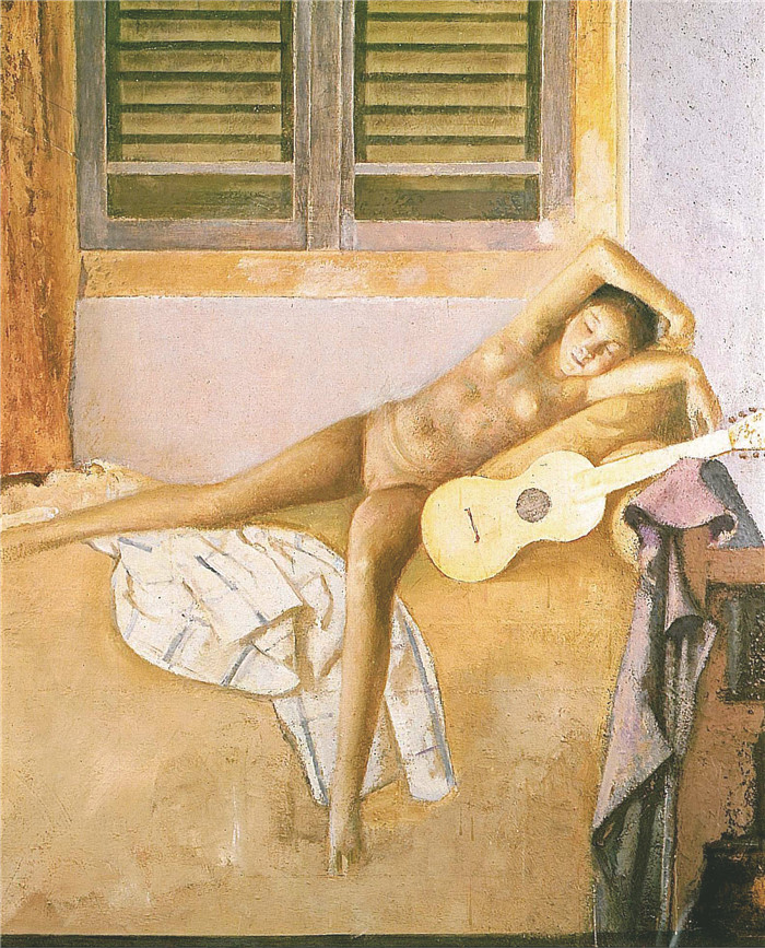 巴尔蒂斯(Balthus)高清作品-裸体与吉他