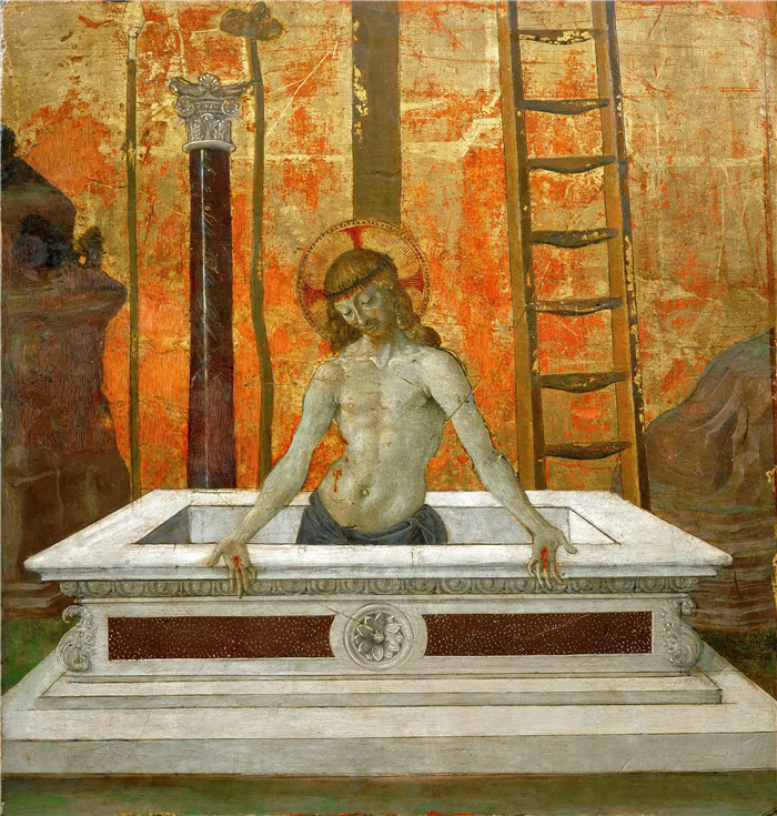 佩鲁吉诺（Pietro Perugino）高清作品-墓中的基督Christ in the Tomb, 1473