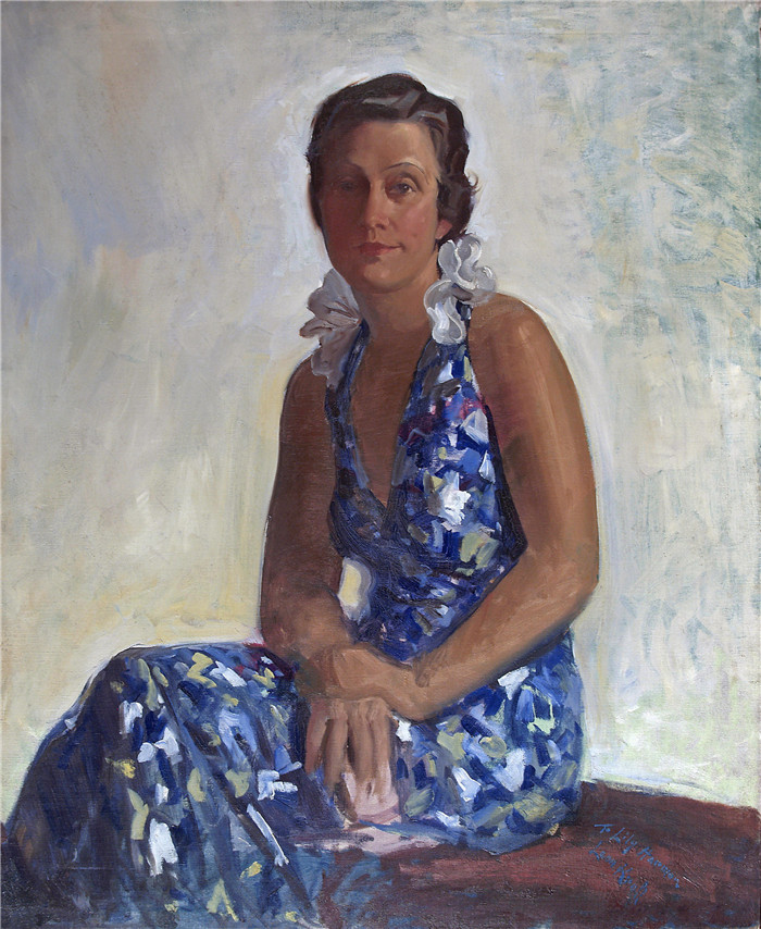 《Lily Harmon肖像》莱昂·克罗尔(Leon Kroll)高清作品- Portrait of Lily Harmon