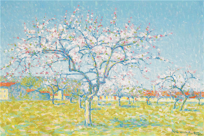 《花果园》阿基尔·劳格（Achille Lauge）作品-Flowering Orchard, 1920-30